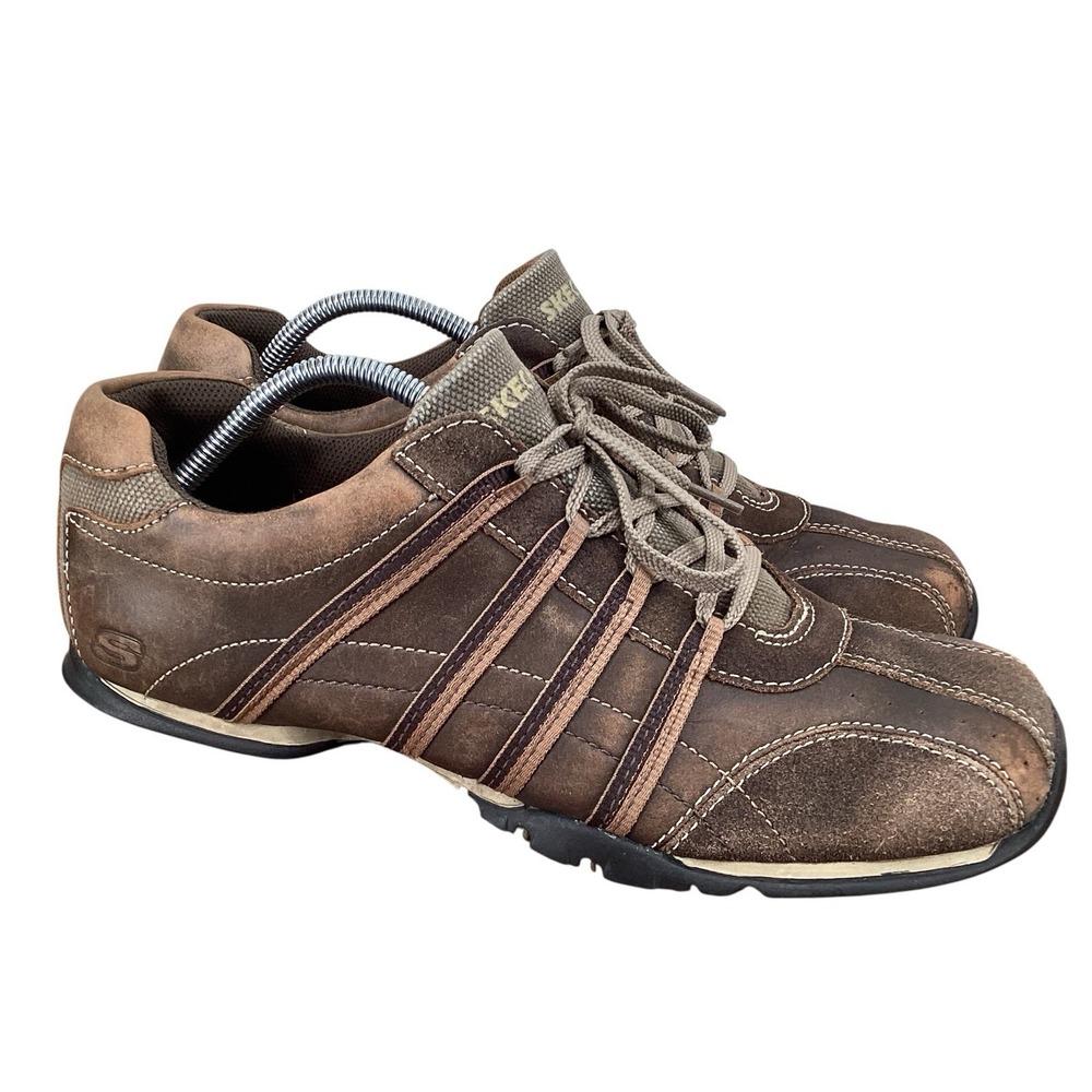 SKETCHER 60326 Leather Sneakers Leather Brown Men's Sz 10.5